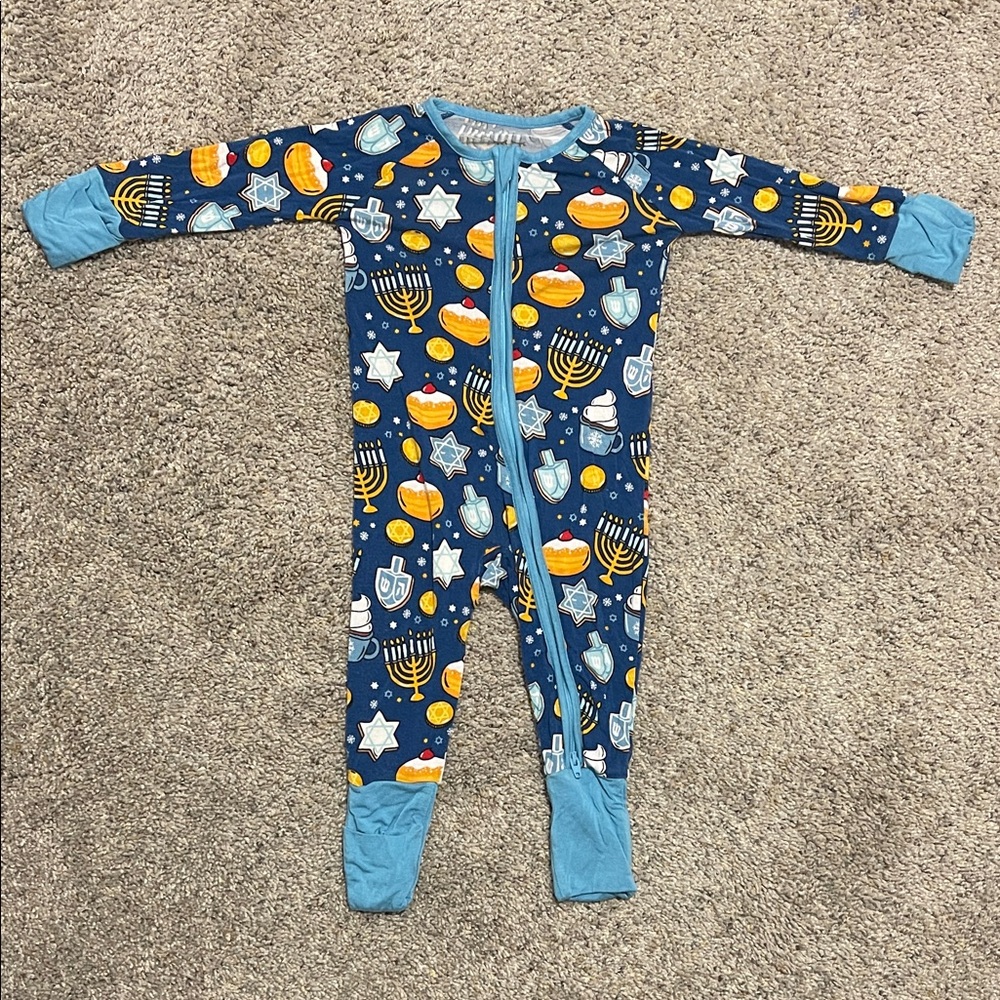 Kids Blue Hanukkah pjs little sleepies 3-6 months